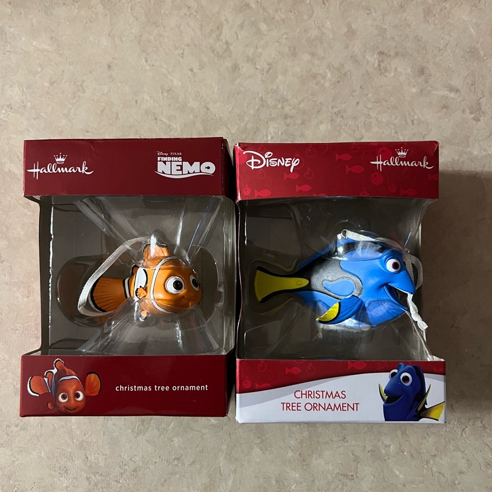 Hallmark Disney Nemo and Dory Ornaments - Orange and Blue